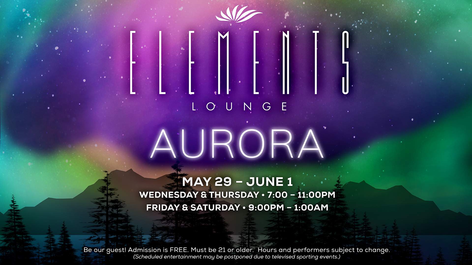 See Aurora perform free live music in Elements Lounge