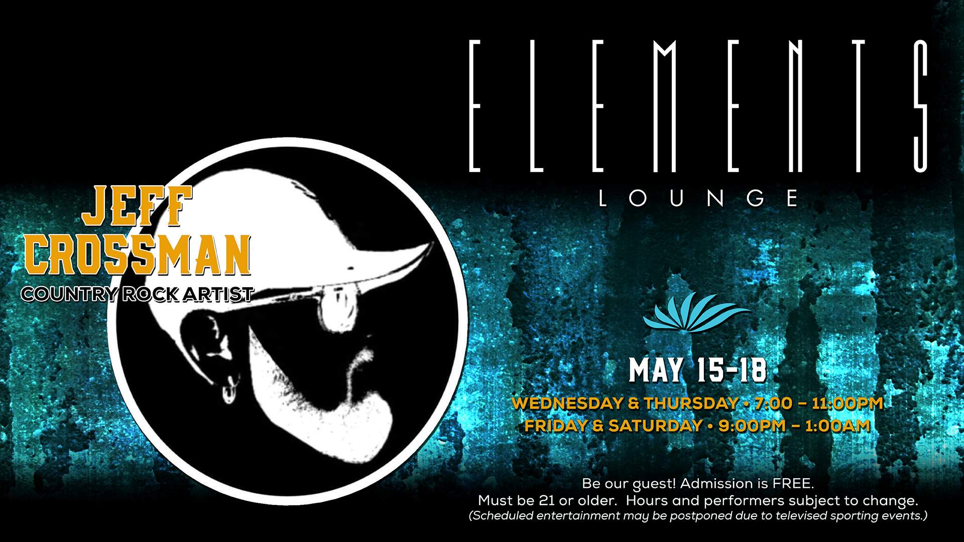 See Jeff Crossman Perform Live At The Elements Lounge